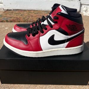 Nike Air Jordan 1 Mid Red Black White Men's Sneakers